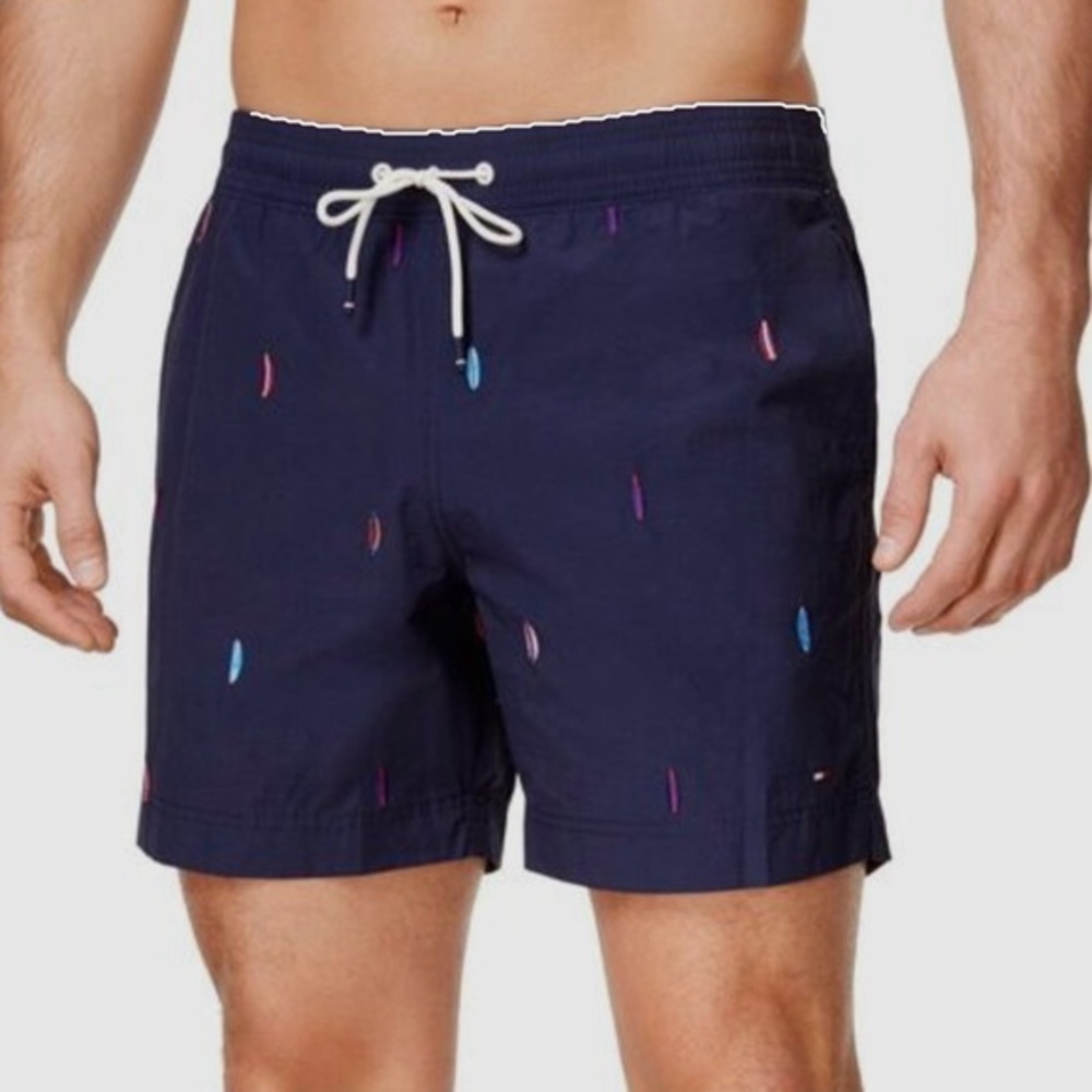 TOMMY HILFIGER NWOT MEN’S SWIM SHORTS SIZE XL SURF BOARD PRINT